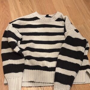 American Eagle Outfitters Black and Cream Striped Sweater